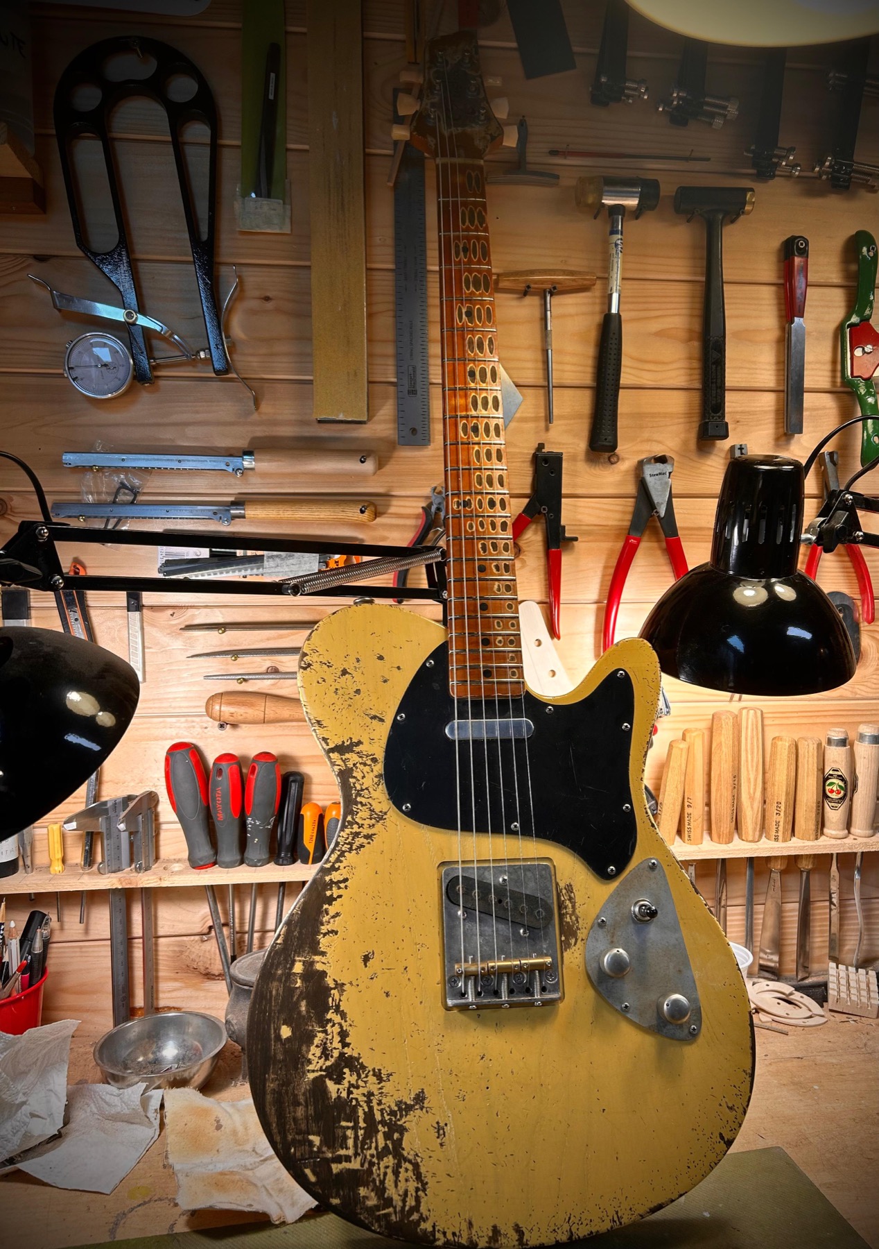 La Vecia handmade electric guitar with aged relic finish