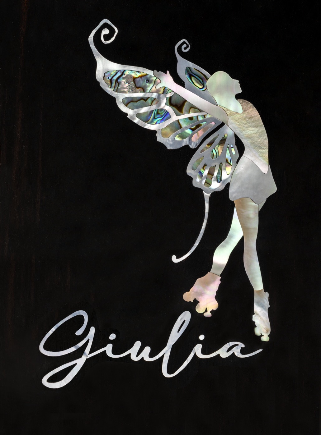 Mother-of-pearl fairy inlay with custom name